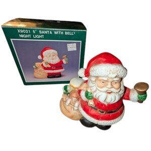 NEW Vintage Old Time Pottery 5" Santa Ringing Bell Gift Ceramic Night Nite Light